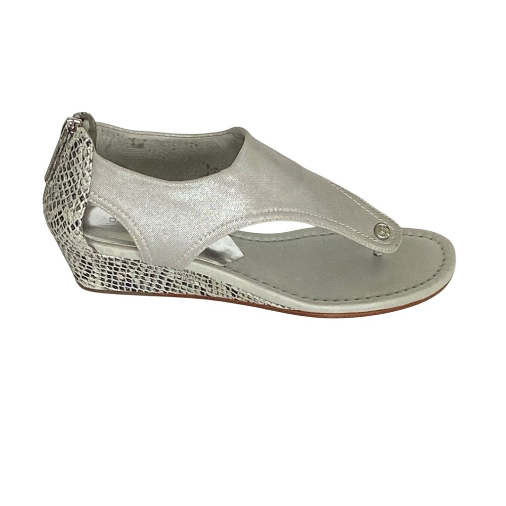 Donald J Pliner Dash Silver Metallic Snakeskin Wedge Sandals Womens 7.5 M
